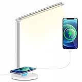 【Cargador inalámbrico y puerto de carga USB】 Puede usar cualquier teléfono móvil con función de carga inalámbrica, coloque el teléfono en la plataforma de carga inalámbrica de la lámpara de escritorio y el teléfono se cargará automáticamente. El lado de la lámpara de mesa tiene un puerto de carga USB, también puede usar el cable USB para cargar su teléfono. dos métodos de carga, de libre elección.