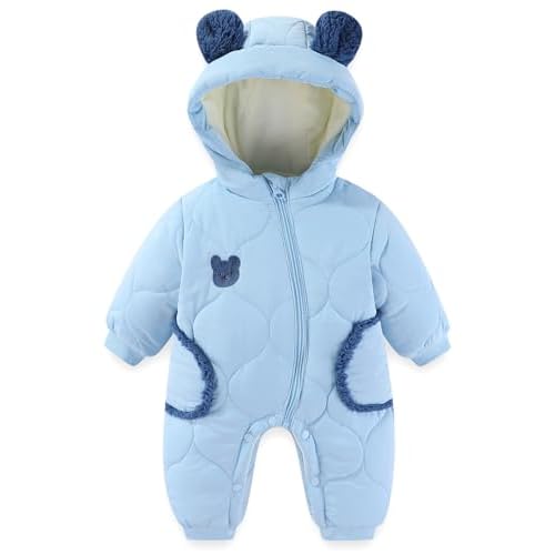Baby Bear Snowsuit Boys Girls Hooded Romper Jumpsuit, Warm Thick Infant Outfits Coat Newborn Winter Clothes