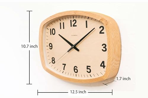 Interzero R-Square Wall Clock Japanese Handcrafted Design Solid Beech Wood Clock Silent Non-Ticking Battery Operated Modern Decorative For Living Room Bedroom Office R-Square Ch-028  thumb #1