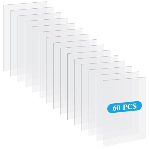 60 Pcs 7 x 5 Inch Clear Acrylic Sheets 1 mm Thick for Picture Frame Glass Replacement, Art Crafts, Laser Cutting, Engraving, DIY Projects and Signs