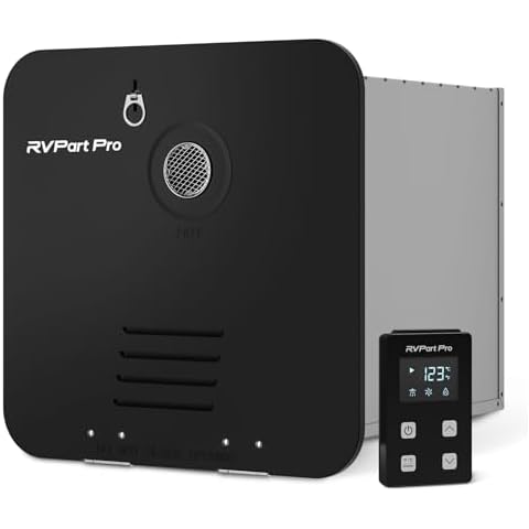 RV Tankless Water Heater Propane Gas, with 15"x15" Black Door and Remote Controller, DC 12V, 7×24 Technical Support, High Altitude, Easy Installation, Compatible with All RVs,GT42,Black Cover