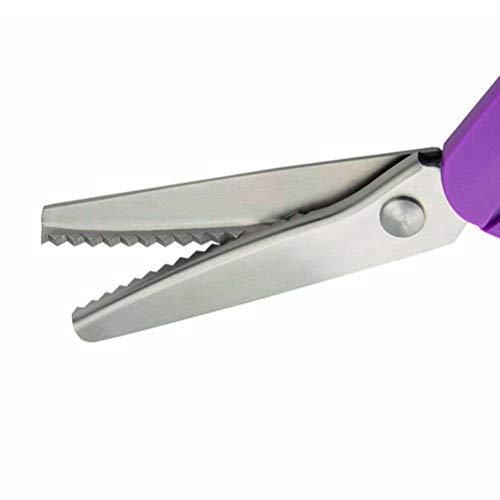 Image of Pinking Shears, Stainless Steel Pinking Shears Comfort Grip Handled Professional Fabric Crafts Dressmaking Zig Zag Cut Scissors Sewing Scissors (9 inch, Serrated, Purple)