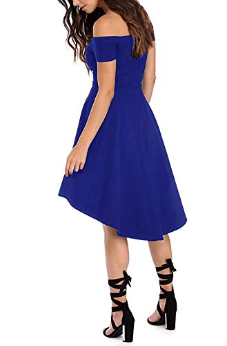 Image of Sarin Mathews Womens Off The Shoulder Short Sleeve High Low Cocktail Skater Dress