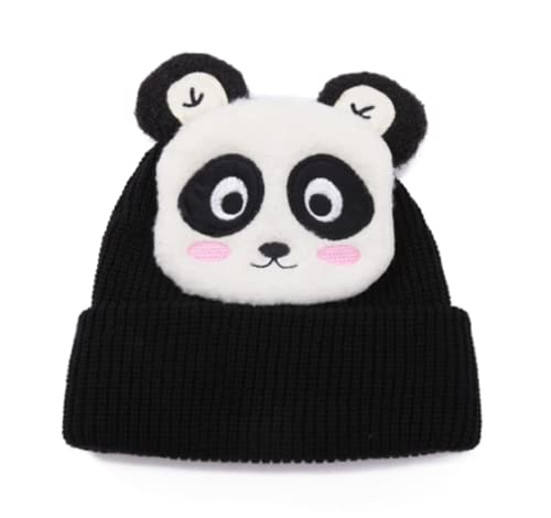 NICEYEA Bonnet pour homme et femme - Bonnet Panda Koala - Bonnet d'hiver chaud doublé - Bonnet large - Bonnet classique - Taille unique, Forme panda, 55/60 cm Cover