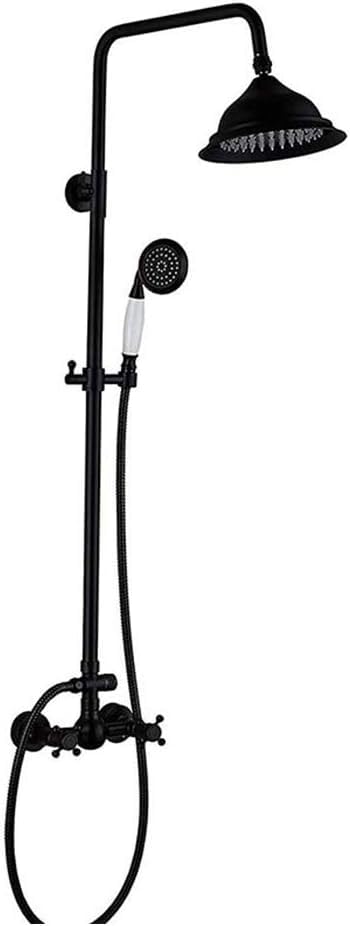 Ensemble de Robinet de Douche Noir Mat avec Pommeau Pluie et Douchette