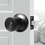 Tanzfrosch 1 Pack Privacy Door Knobs Matte Black Interior Door Lock Keyless Round Lockset for Bedroo
