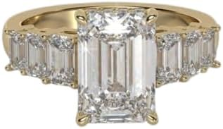 5 Carat Radiant Cut Moissanite Solitaire Engagement Ring 14k Yellow Gold Plated,10kt/9Kt Gold with Hidden Halo wedding gift,GIfted For Her.size 3-12
