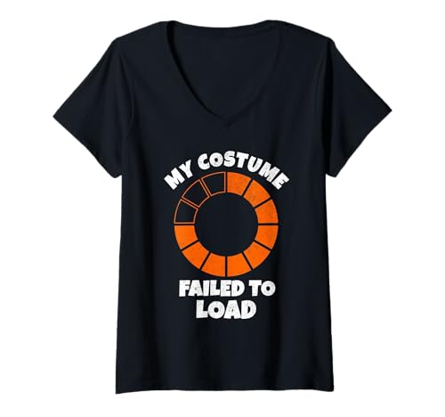 Womens My Costume Failed To Load Funny Halloween V-Neck T-Shirt