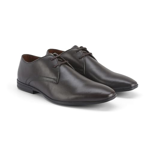 Silver Street London Men’s Crowley Patent Leather Derby Shoes Office Formal smart Shoe, Brown, 10