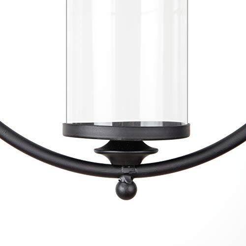 Danya B. Decorative Indoor/Outdoor Candle Holder - Round Wrought Iron Hanging Wall Sconce With Glass Hurricane For Pillar Candles #TOP6