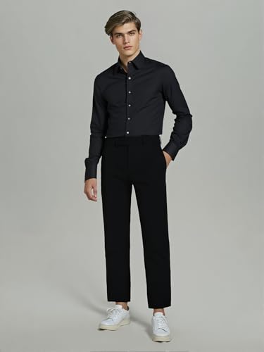 Men's Slim-fit Casual Pants, White Textured Fabric, Adjustable Waistband with Side Adjustment Straps4