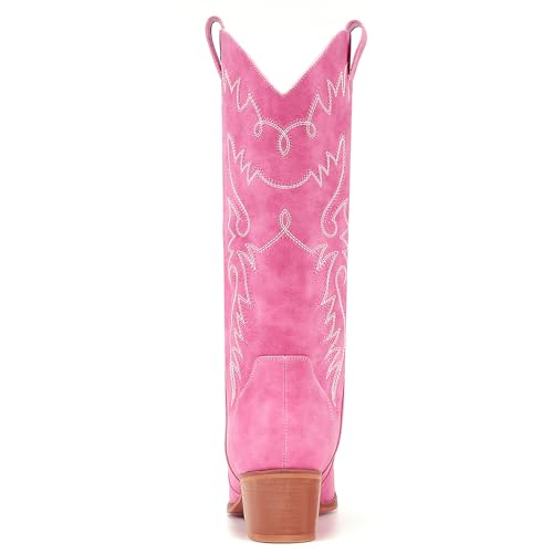 Image of IXU Cowboy Boots Women Pointy Toe Women's Mid Calf Western Cowgirl Boots