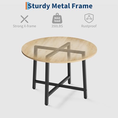 Image of IDEALHOUSE 31.5 Inch Round Dining Table for 2-4, Small Kitchen Dining Room Table for Space Saving, Wood Circle Kitchen Table with Sturdy Metal Frame (No Chairs)
