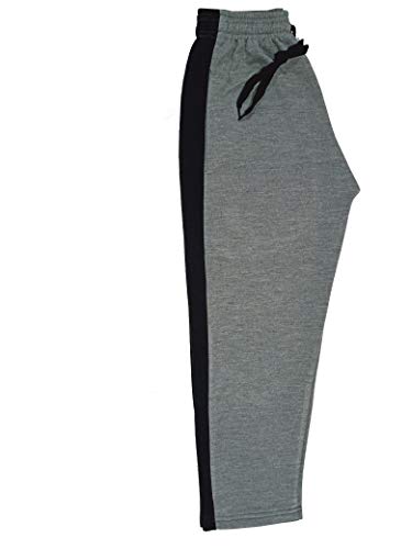 Image of IndiWeaves Kids-Winter Wear Unisex Girls and Boys Printed and Side Striped Fleece Warm Lower Track Pants (Grey&,Nevy Blue,14-15 Years) Pack of 2