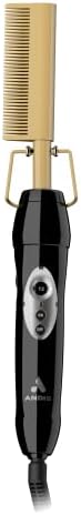 Andis 38335 Professional Heat Ceramic Press Comb for Hair, Straightener - 450F High Heat with Dual Voltage - 20 Adjustable Heat-Settings, 30 Min Auto Shut-Off, Gold, Ceramic Gold