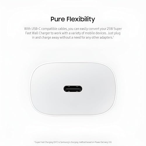 Image of Mudo 25W Type-C Charger With Cable Compatible With Samsung Galaxy S /A /M /F /Z Series | Novobit Super Fast Charger Cable For S23 /S22 /S21 /21 Fe /S20 /M14 5G /M34 /M54 /M53 5G /M33 /M13 /A34 /A54 5G, White