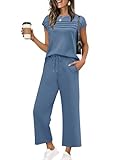 ♥Fabric: Light-as-air fabric/Optimal air flow/4-way stretch,The Two Piece set is made with spacer fabric that’s lightweight, soft and ultra drapey, designed to feel silky against your skin. ♥Design：Two Piece Sets for Women Cap Sleeves Tops with Side ...
