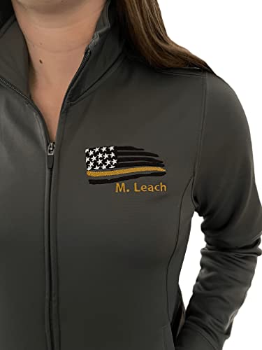 Personalized Emergency Dispatcher Thin Gold Line Flag Track Jacket