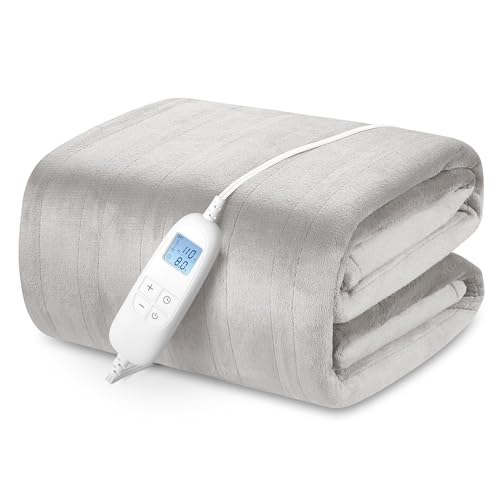 PROALLER Electric Heated Blanket Queen Size with 6 Levels & 8h Auto Off, Ultra Soft Flannel Full...