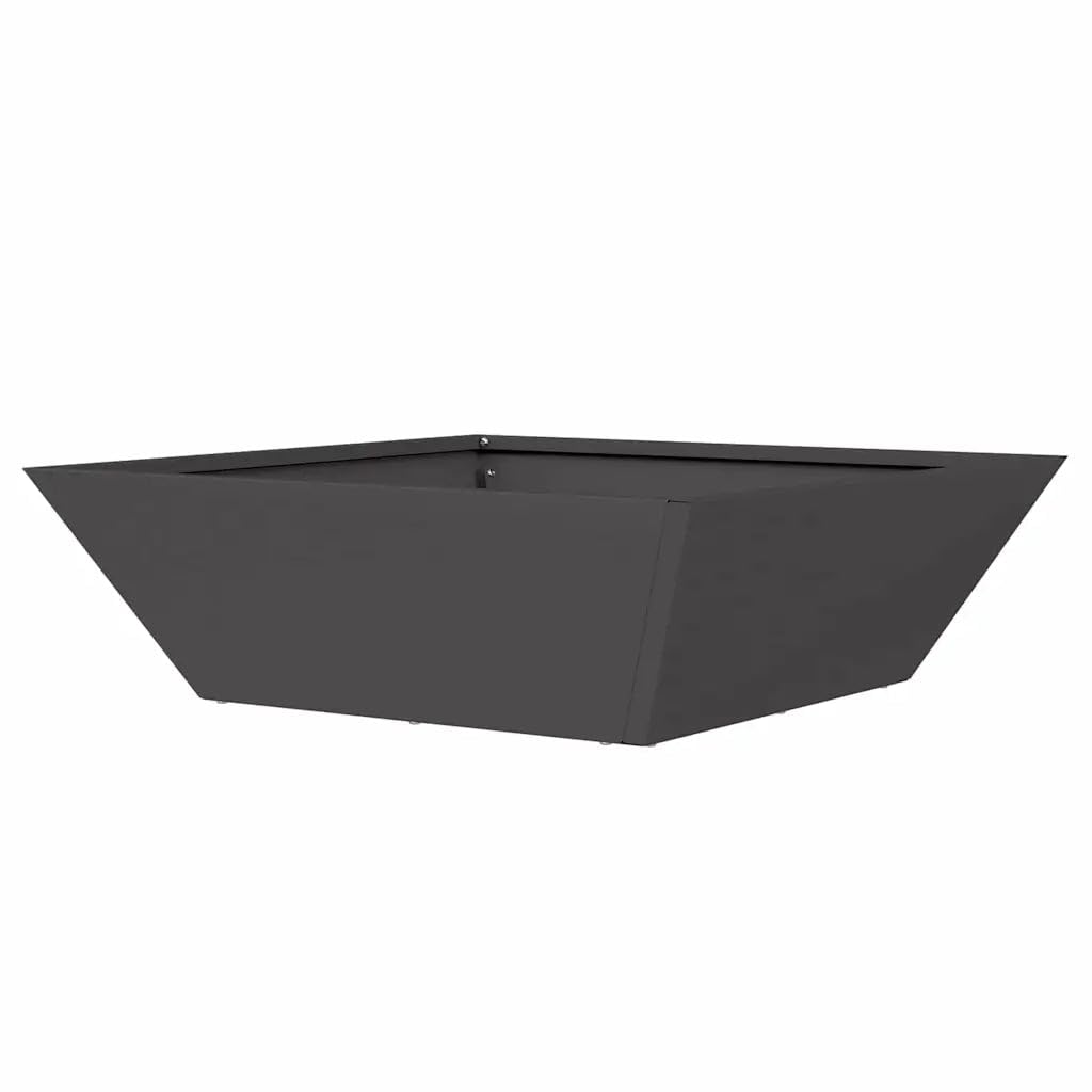 Helloshop26 Vaso da giardino trapezoidale moderno esterno 50 x 50 x 15 cm in acciaio laminato a freddo, nero 02_0052382