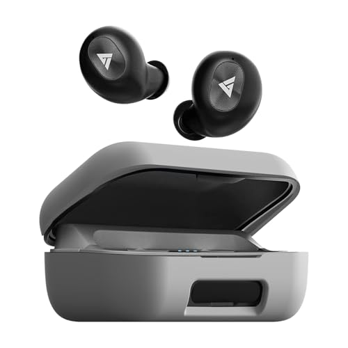 Image of Sounce Soft Silicone Case for Boult Audio AirBass PowerBuds - Shock-Absorbing Earbud Cover with Carabiner, Front LED Visibility, Dustproof & Scratch-Resistant Design - Grey