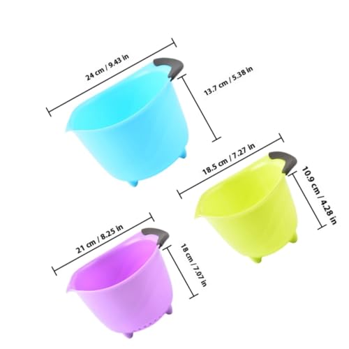Set de 3 tazones multiuso para cocina con cesta y marcas de medición miniatura 2