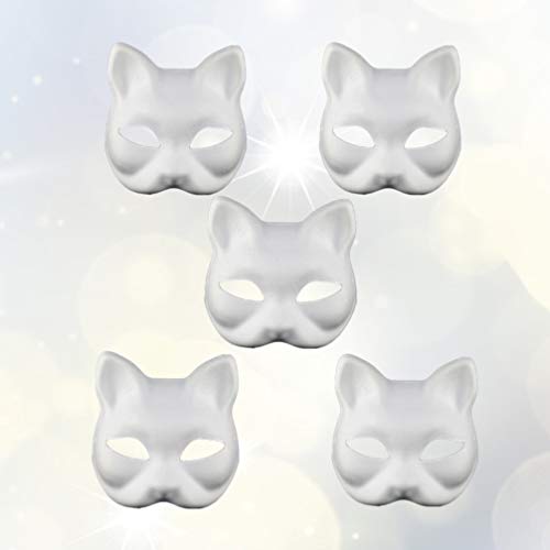 NOLITOY 5 Pcs Kitsune Fox Máscaras: Papel Em Branco Pintados à Mão Fox Cat Máscaras Meia Face Cospla