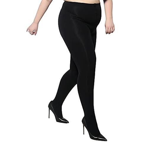 ibonas Opaque Tights Plus Size - Comfy Queen Size Tights, Warm Straight Crotch Leggings, for Chubby Women, Girls (1 Pair 120D Opaque Black Legging) Cover