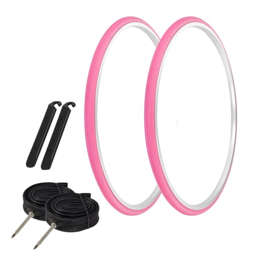 PRO+ 700 X 25 Pink Bicycle Tires W/Tubes 60mm Presta Valve,