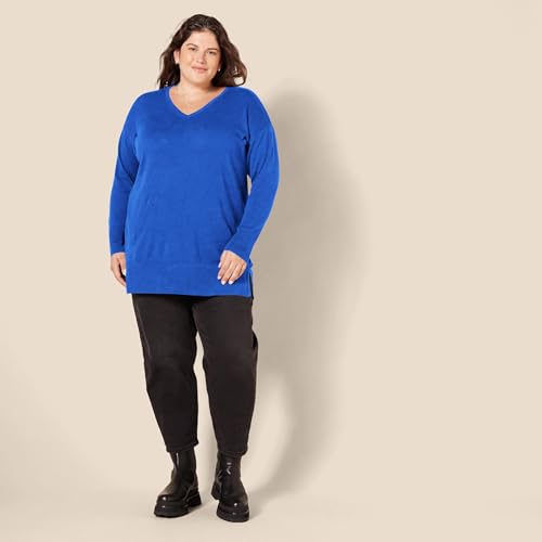 Image of Amazon Essentials Women's Lightweight V-Neck Tunic Sweater, Long Sleeve, Ribbed (Available in Plus Size)