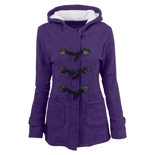Cihdmfb Abrigo de invierno para mujer, elegante, monocolor, largo, forro polar, abrigo de invierno grueso y cálido, abrigo informal con capucha, tallas grandes, forro de felpa, abrigo de forro polar,