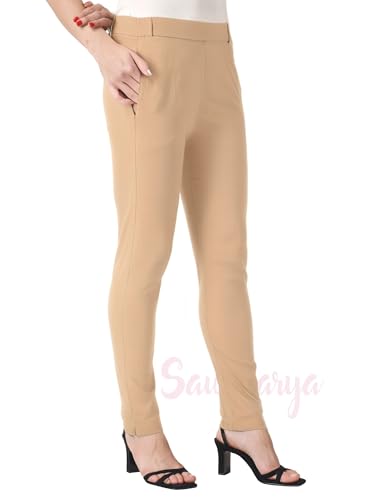 Image of Saundarya Women's Regular Fit Stretchable Cotton Trousers Pants