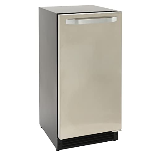 Image of DUURA DIM25C Crescent Ice Maker Front-Venting for Indoor Built-in Undercounter Use, Shallow Depth, 15-Inches Wide, 25-Lbs., Metallic