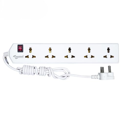 Image of Multibyte 5 Socket 1 Switch Power Saving Outlet Extension Board, High Speed, Fast Charging- Power Strip, Surge Protector, 2M Cable ShockProof Fire-Retardant, Multipurpose Use Spike for Home & Office