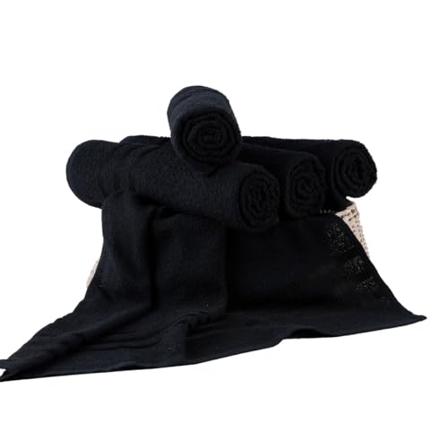 Kit de 10 Toalhas de Rosto Para Salão de Beleza Algodão, Branca e Preta Absorvente Secagem Rápida (p