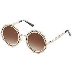 C05 Gold Frame/Gradient Brown Lens With Colored Diamonds