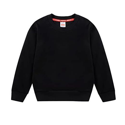 Niños Niño Niño Bebé Niño Niñas Liso Patchwork Manga Larga Algodón Cuello Redondo Sudadera Suéter Tops Ropa Hombre Divertido Estilo Jersey, Negro , 7-9 años