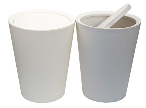 Feiupe 2 Gallon Small Trash Can Wastebasket for Bathroom Kitchen OfficePack of 2 2 Gallon2 Pack WhiteGray