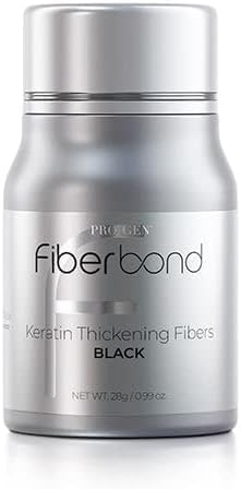 Progen Fiberbond Hair Thickening Fibers, Instantly Conceal & Thicken Thinning or Balding Hair Areas, For Men and Women. (28G, Black)