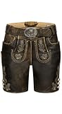 Nübler Lederhose Hotpants Zelda - Premium Nappa Leder mit Hosenlatz und Plattstickereien - Hoher klassischer Schnitt mit Hirschhorn-Knöpfen - Ideal für den Trachten-Alltag, Größe:40