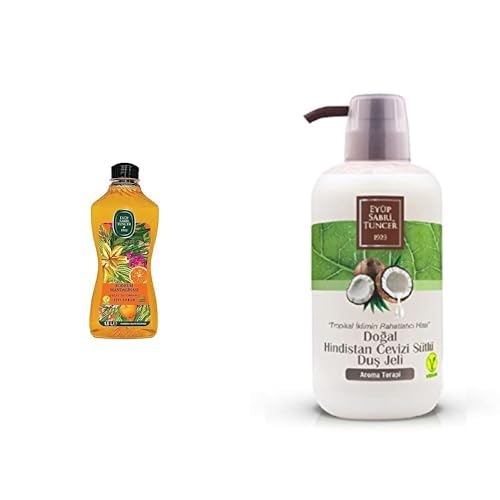 Eyüp Sabri Tuncer Doğal Zeytinyağlı Sıvı Sabun, Bodrum Mandalinası, 1,5 L Pet Şişe (1 x 1500 ml) xEyüp Sabri Tuncer Doğal Hindistan Cevizi Sütlü Duş Jeli (600 Ml)