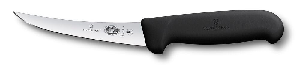 Victorinox Fibrox - Cuchillo para deshuesar carne y pescado, 12 cm, hoja curvada, acero inoxidable, color negro