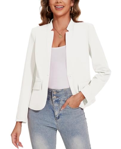 MINTLIMIT Blazer for Women Long Sleeve Button Front Blazer Notch Collar Casual Work Office Suit Jackets with Pockets