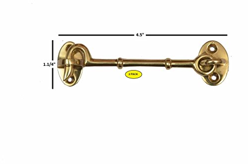 A29 Set Of 2 Cabin Hook, Iron Eye Latch, Cabin Door Gate Latches, Window Sash Catch Hook Lock, Polished Lacquered Finish #TOP1