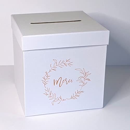 Urne Carton Merci | 20x20 CM | Tirelire - Urne Mariage - Urne Anniversaire, Bapteme, Communion, Retraite