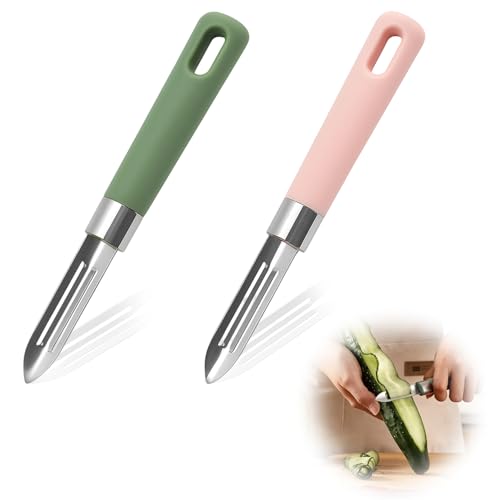 2 Stück Edelstahl Kartoffelschäler – Scharfer Sparschäler & Gemüseschäler Set – Ergonomischer Schäler für Kartoffeln, Karotten, Gurken & Obst – Robust, leicht, vielseitig für jede Küche