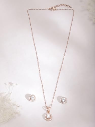 Image of Rubans AD Zircon Traditional Pendant Necklace Set for Women