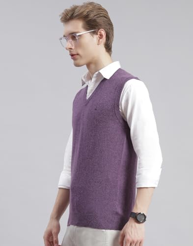 Image of Monte Carlo Off White Solid V Neck Sweater | Warm Woolen Pullover for Men | Soft Comfortable Knitted Winter Wear Sweater for Men's