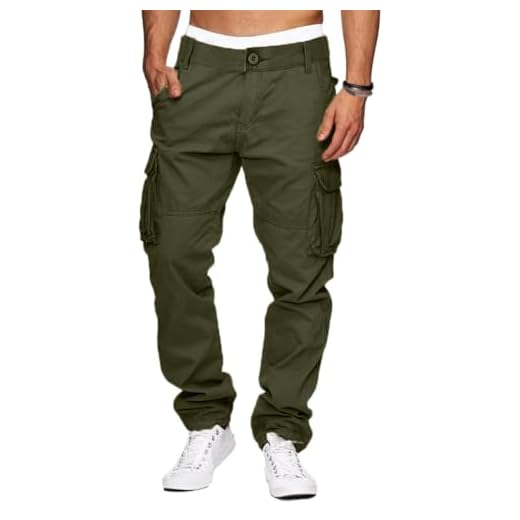 YAOHUOLE Pantalon De Travail Cargo Militaire Homme Baggy Vert Armée 2XL