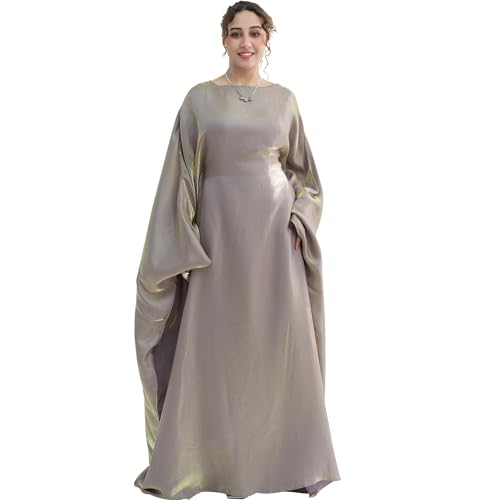 Dubai Bat Sleeve Dress Shiny Robe for Women Muslim 1pc Abaya Eid Prayer Clothes Soft Dubai Travel Party Dress Maxi Abaya